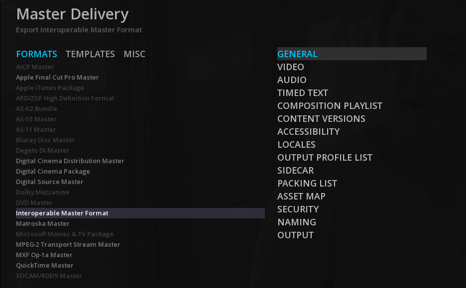 Master Delivery panel